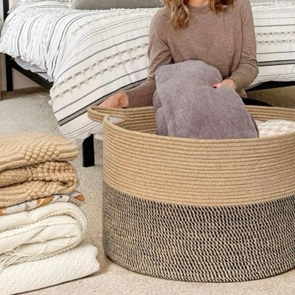 Extra Large Wicker Storage Basket home storage blanket basket - Picture 3 of 8